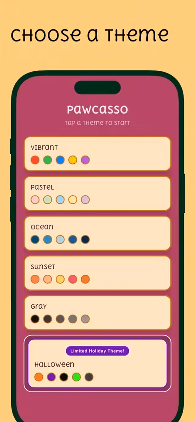 Pawcasso theme selection screen